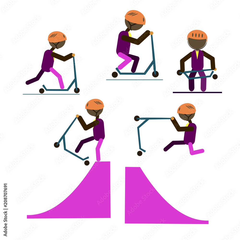 A set of characters engaged in active sport. A set of characters engaged in active sport.