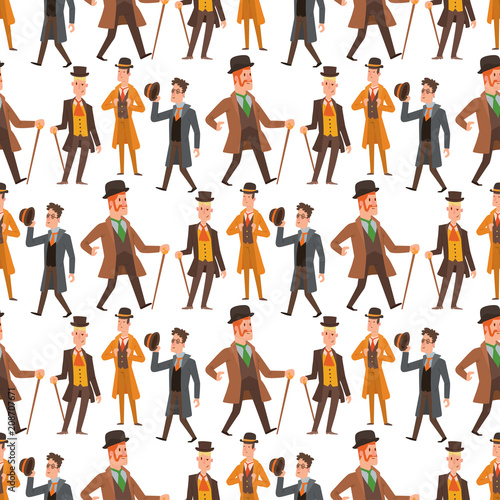 Vintage victorian cartoon gents retro people vector. Style fashion old people victorian gentleman clothing antique century character victorian gent people vintage wild west man and woman style