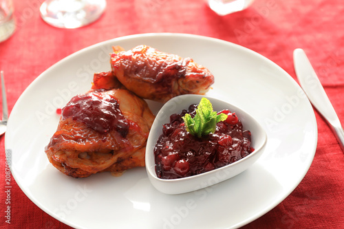 Roasted chicken thighs with...