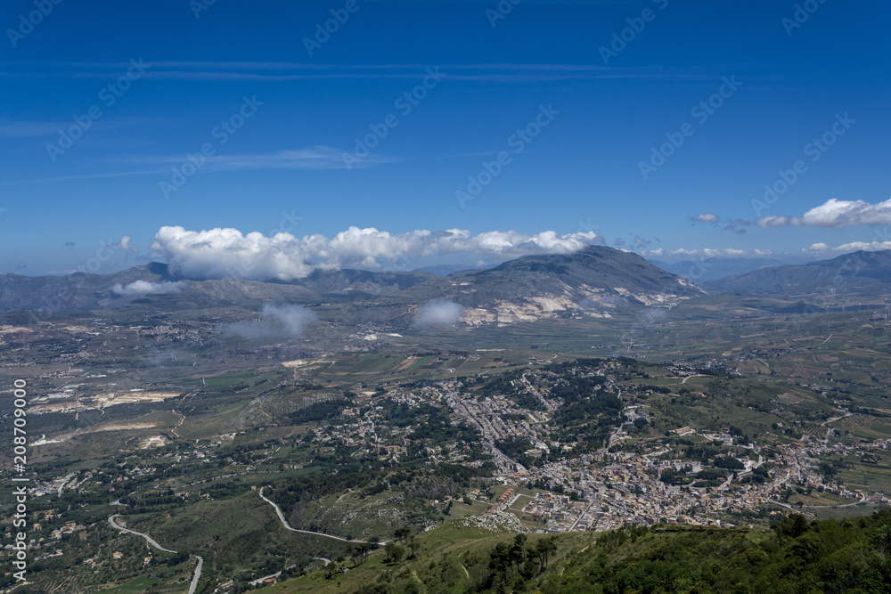 Beautiful view from high mountain in Sicily