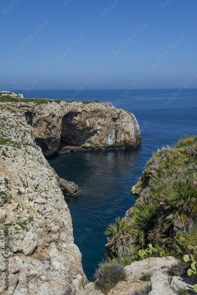 Beautiful bay with caves in Sicily