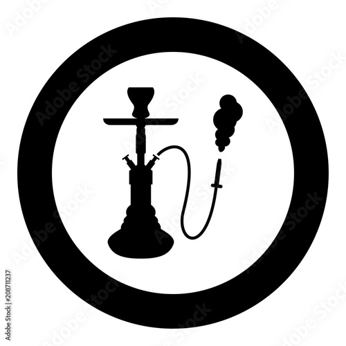 Hookah shisha icon black color in circle round