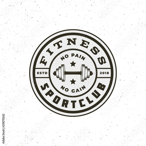 vintage fitness gym logo. retro styled sport emblem. vector illustration