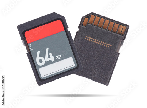 Memory card isolated on white background - 64 Gigabyte