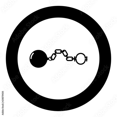 Shackles with ball icon black color in circle round