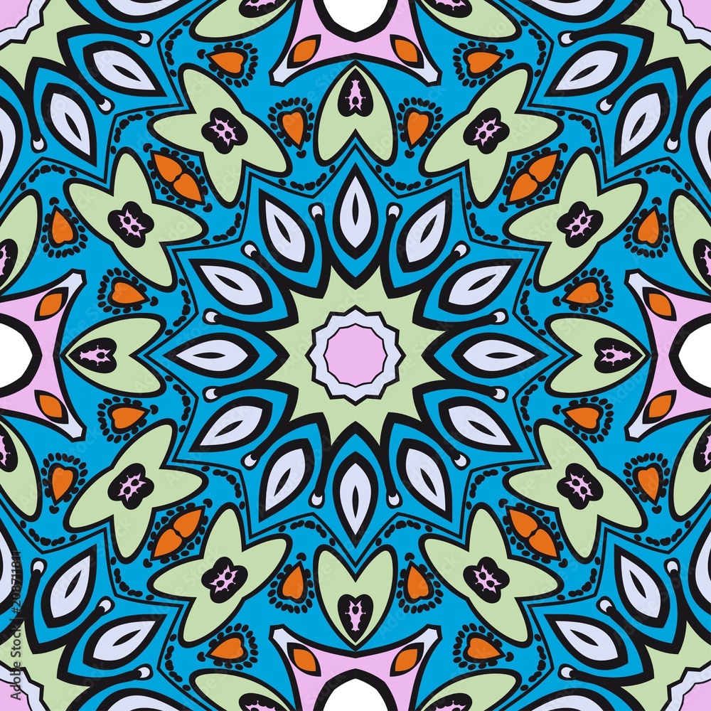 Fototapeta premium Decorative floral ornament. seamless pattern. vector illustration. Tribal Ethnic Arabic, Indian, motif. for interior design, wallpaper