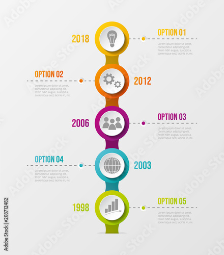 Company milestone with financial icons. Vector.