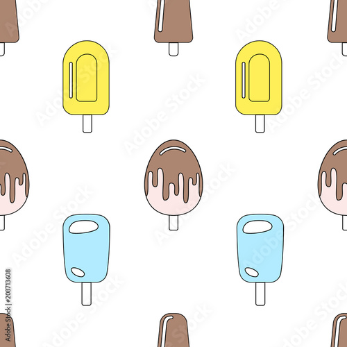 Seamless pattern with ice cream. Vector illustration.  