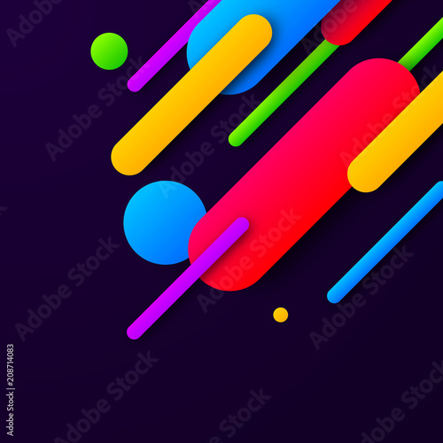 Purple background with bright abstract colorful pattern.