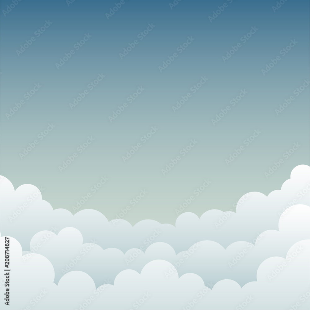 Blue Gradient Cloud and Sky Background, Vector Illustration, You can use it as a background and place your text
