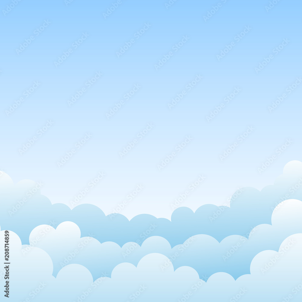 Blue Gradient Cloud and Sky Background, Vector Illustration, You can use it as a background and place your text