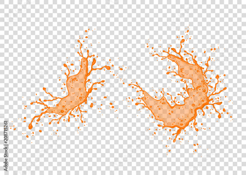 Orange  juice  splash and drops.