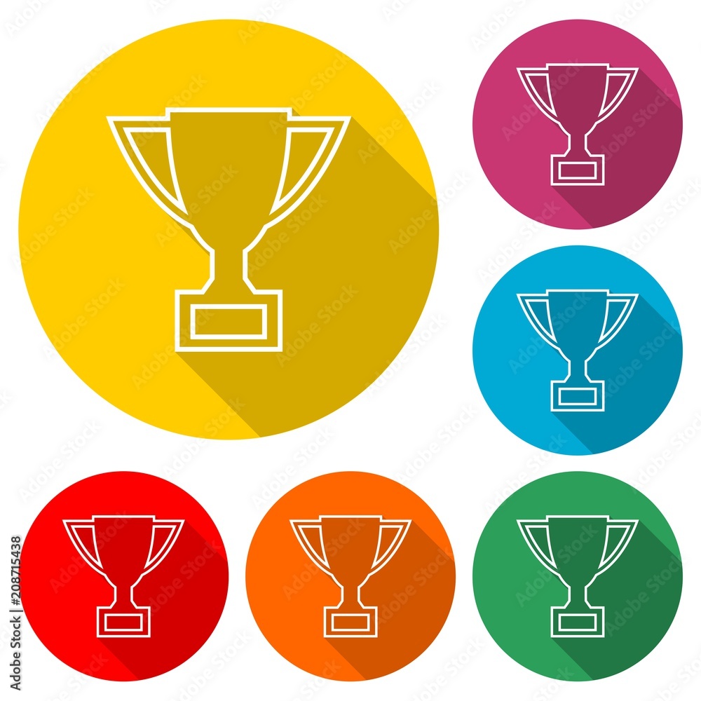 Trophy Cup icon, color icon with long shadow Trophy Cup icon, color icon with long shadow