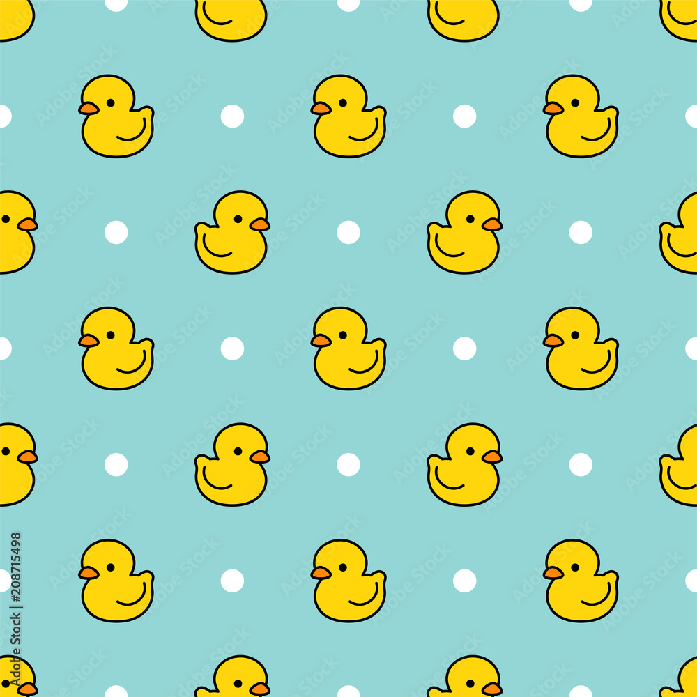 Cute duck seamless pattern, water background with dot, vector illustration  vector de Stock | Adobe Stock