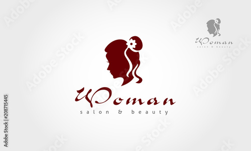 Woman Salon & Beauty Vector Logo Template. This is a silhouette of a woman head. This image could be a beauty salon logo or other woman activity symbol.