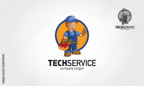 TechService Vector Logo Cartoon. Handyman Services logo template for Your Company.