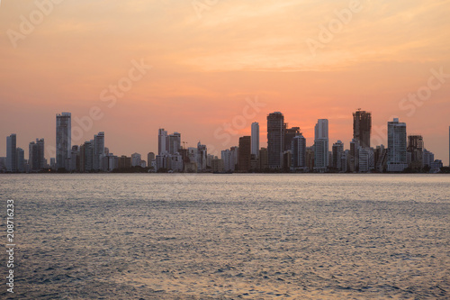 Colombia. Cartagena. Night city. Colombia's most charming city is beautiful at sunset. 