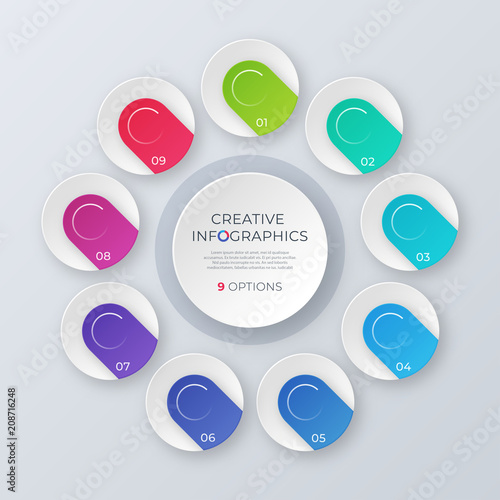 Contemporary vector circle chart template, infographic design, v