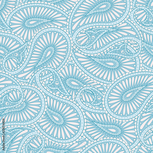 Paisley Vector Pattern. Seamless Asian Textile Background