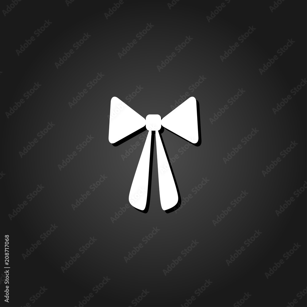 Bow icon flat. Simple White pictogram on black background with shadow. Vector illustration symbol Bow icon flat. Simple White pictogram on black background with shadow. Vector illustration symbol