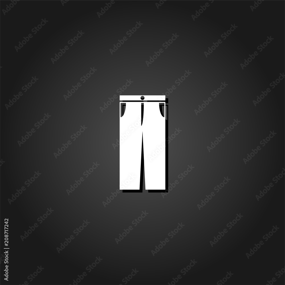 Jeans pants icon flat. Simple White pictogram on black background with shadow. Vector illustration symbol Jeans pants icon flat. Simple White pictogram on black background with shadow. Vector illustration symbol