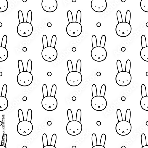 Rabbit pattern, bunny easter seamless background, vector illustration