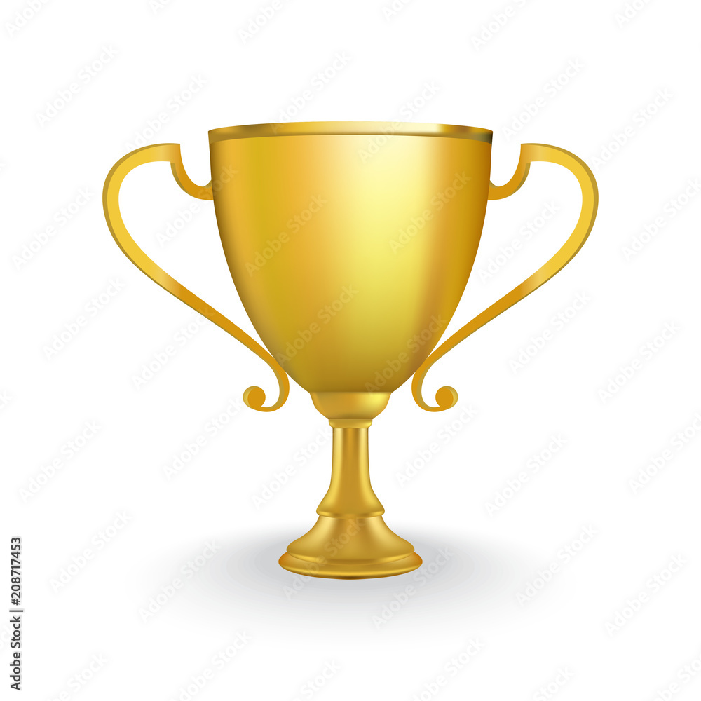 Golden trophy cup vector illustration. Winner cup isolated on white background. Golden trophy cup vector illustration. Winner cup isolated on white background.