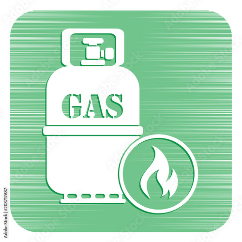 Camping stove with gas bottle icon vector