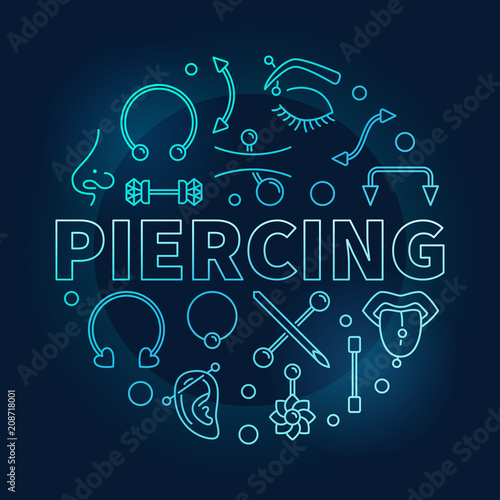 Piercing blue vector round illustration on dark background 