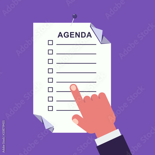 Agenda concept. Flat vector cartoon illustration. Objects isolated on a white background.