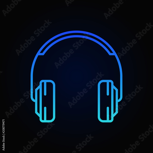 On-Ear Headphones blue vector minimal outline icon