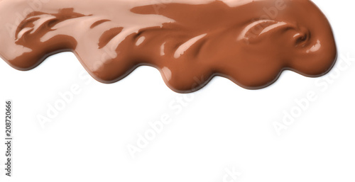 Molten chocolate on white background