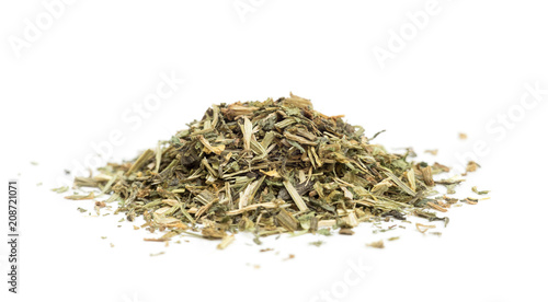 Organic dried cleavers pile isolated on white background