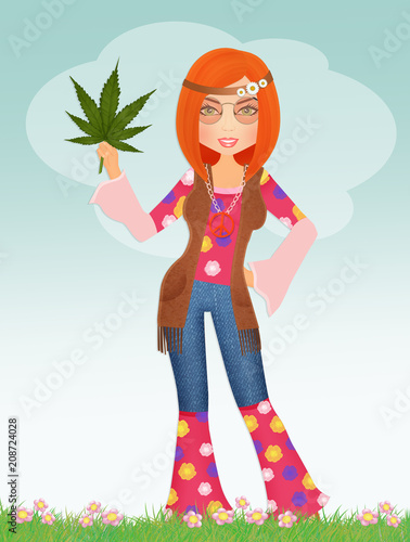 hippie girl with hemp photo