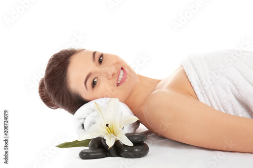 Young woman and spa accesso...