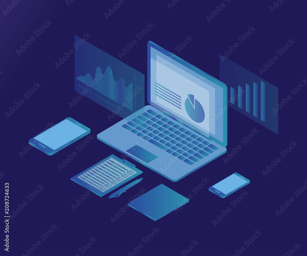 Business analysis, laptop, 3d ice 2 Business analysis, laptop, 3d ice 2