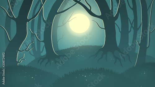 magical forest at night