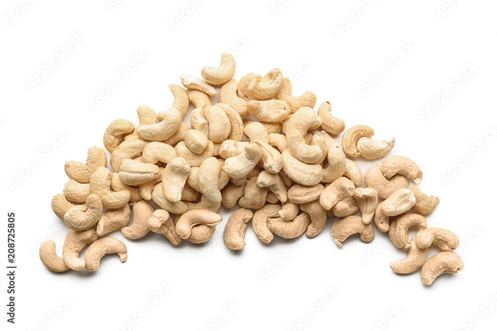 Tasty cashew nuts on white background Tasty cashew nuts on white background