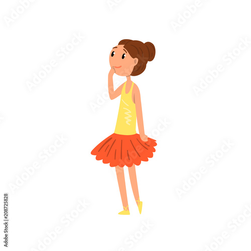 Ballerina girl character in tutu dress cartoon vector Illustration on a white background