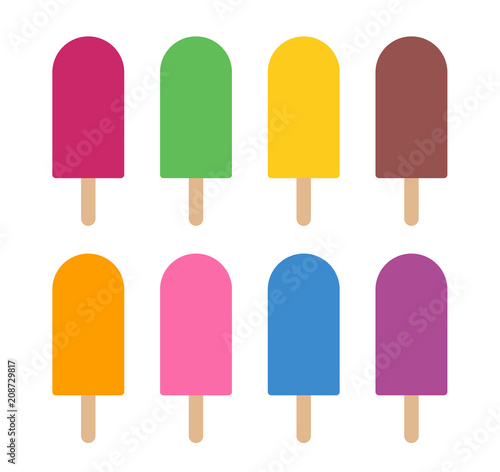 Colorful Ice Cream On Stick. Water Ice