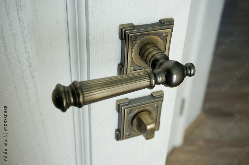 Door handle and lock - obrazy, fototapety, plakaty 