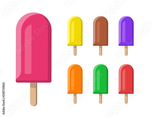 Colorful Ice Cream On Stick. Water Ice