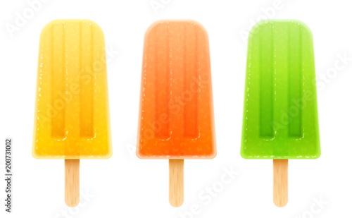 Juicy ice cream. Set of summer sweetness. Spearmint, orange