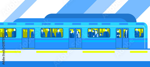 People in city subway train public transport
