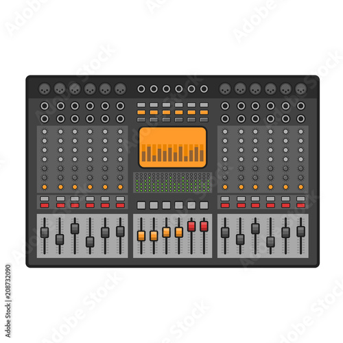 Studio Sound Mixer. Music Equalizer Console. Vector stock illustration.