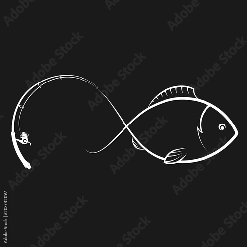 Fishing rod and fish silhouette