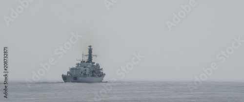 BRITISH FRIGATE - A warship on a patrol in the sea