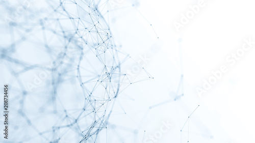 Abstract polygonal space low poly  ackground with connecting dots and lines. Connection structure. 3d rendering