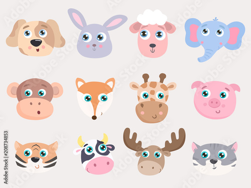 Fototapeta Naklejka Na Ścianę i Meble -  Cute animals set. Flat design