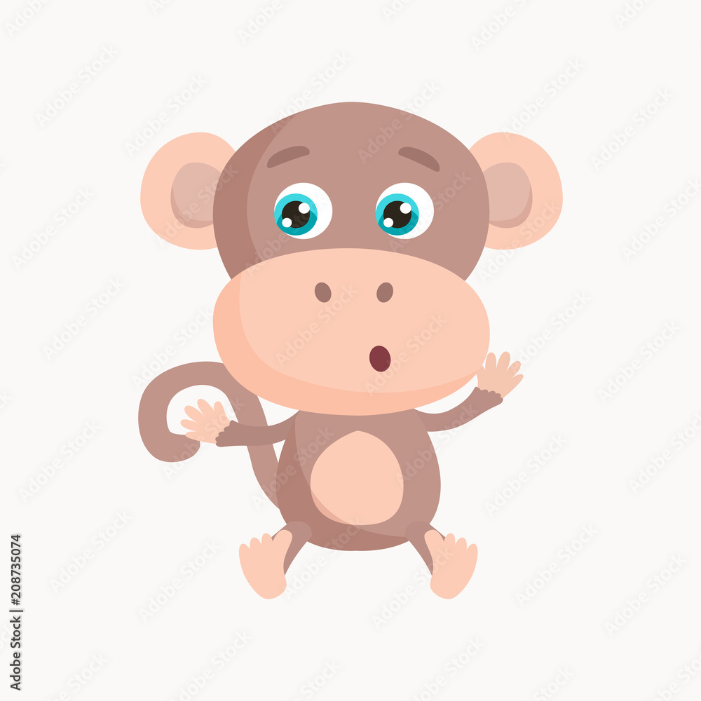 Cute monkey vector illustration. Flat design. Cute monkey vector illustration. Flat design.